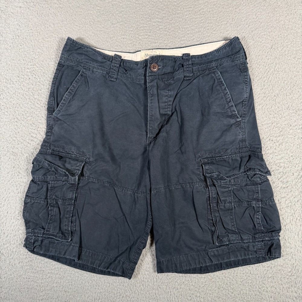 Abercrombie & Fitch Shorts Mens 32 (Fits 33) Blue Cargo 10" Utility Y2K Pockets